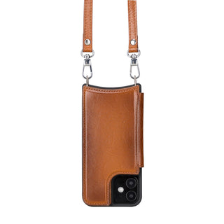 Bouletta Phone Case Tan Saff iPhone 12 Mini Leather Case with Shoulder Strap Premium Koruma