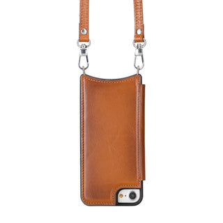 Bouletta Phone Case Tan Saff iPhone SE / 8 / 7 Leather Case with Shoulder Strap Premium Koruma