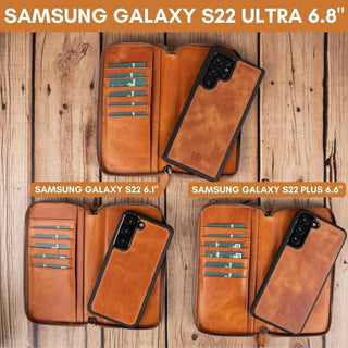 Bouletta Cep Telefonu Kılıfları Samsung Galaxy S22 Serisi Cüzdanlı ve Fermuarlı Çıkarılabilir Deri Kılıf Premium Koruma