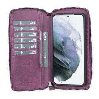 Bouletta Cep Telefonu Kılıfları Samsung Galaxy S22 Serisi Cüzdanlı ve Fermuarlı Çıkarılabilir Deri Kılıf Premium Koruma