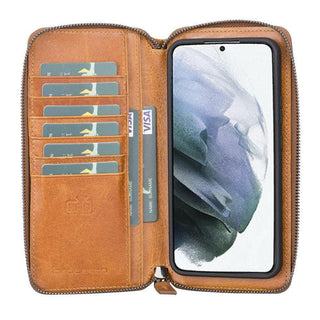 Bouletta Cep Telefonu Kılıfları Samsung Galaxy S22 Serisi Cüzdanlı ve Fermuarlı Çıkarılabilir Deri Kılıf Premium Koruma