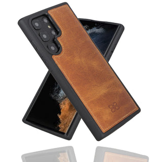 Bouletta Cep Telefonu Kılıfları Samsung Galaxy S22 Ultra / Açık Kahve Samsung Galaxy S22 Serisi Deri Arka Kapak Premium Koruma