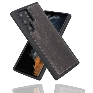 Bouletta Cep Telefonu Kılıfları Samsung Galaxy S22 Ultra / Gri Samsung Galaxy S22 Serisi Deri Arka Kapak Premium Koruma