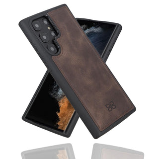 Bouletta Cep Telefonu Kılıfları Samsung Galaxy S22 Ultra / Koyu Kahve Samsung Galaxy S22 Serisi Deri Arka Kapak Premium Koruma
