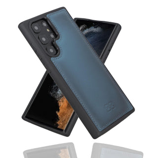 Bouletta Cep Telefonu Kılıfları Samsung Galaxy S22 Ultra / Mavi Samsung Galaxy S22 Serisi Deri Arka Kapak Premium Koruma