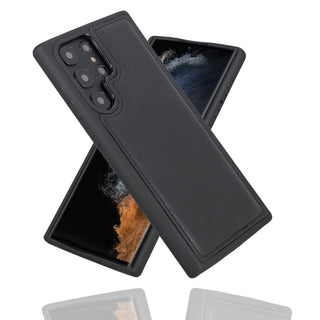 Bouletta Cep Telefonu Kılıfları Samsung Galaxy S22 Ultra / Siyah Samsung Galaxy S22 Serisi Deri Arka Kapak Premium Koruma