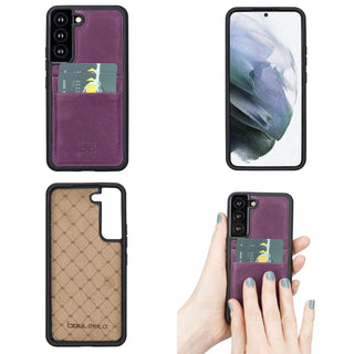 Bouletta Cep Telefonu Kılıfları Samsung Galaxy S22 Serisi Kartlıklı Deri Arka Kapak Premium Koruma
