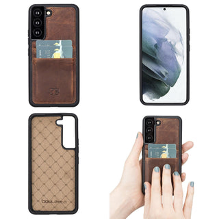 Bouletta Cep Telefonu Kılıfları Samsung Galaxy S22 Serisi Kartlıklı Deri Arka Kapak Premium Koruma