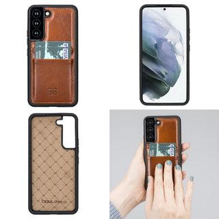 Bouletta Cep Telefonu Kılıfları Samsung Galaxy S22 Serisi Kartlıklı Deri Arka Kapak Premium Koruma