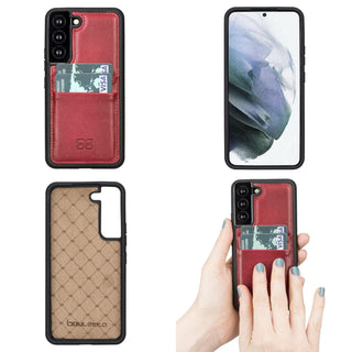 Bouletta Cep Telefonu Kılıfları Samsung Galaxy S22 Serisi Kartlıklı Deri Arka Kapak Premium Koruma