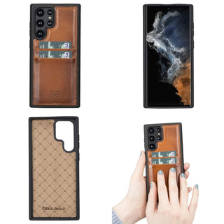 Bouletta Cep Telefonu Kılıfları Samsung Galaxy S22 Serisi Kartlıklı Deri Arka Kapak Premium Koruma