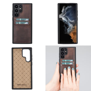 Bouletta Cep Telefonu Kılıfları Samsung Galaxy S22 Serisi Kartlıklı Deri Arka Kapak Premium Koruma