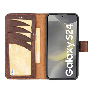 Bouletta Cep Telefonu Kılıfları Samsung Galaxy S24 Serisi Cüzdanlı Çıkarılabilir Deri Kılıf Premium Koruma