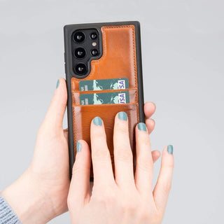 Bouletta Cep Telefonu Kılıfları Samsung Galaxy S24 Serisi Kartlıklı Deri Arka Kapak Premium Koruma
