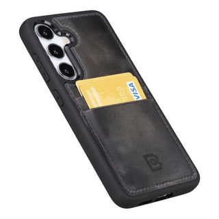 Bouletta Cep Telefonu Kılıfları Samsung Galaxy S24 Serisi Kartlıklı Deri Arka Kapak Premium Koruma