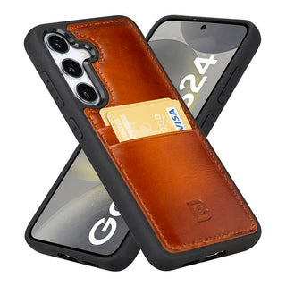 Bouletta Cep Telefonu Kılıfları Samsung Galaxy S24 Serisi Kartlıklı Deri Arka Kapak Premium Koruma