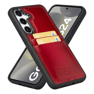 Bouletta Cep Telefonu Kılıfları Samsung Galaxy S24 Serisi Kartlıklı Deri Arka Kapak Premium Koruma