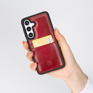 Bouletta Cep Telefonu Kılıfları Samsung Galaxy S24 Serisi Kartlıklı Deri Arka Kapak Premium Koruma