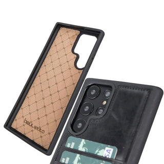 Bouletta Cep Telefonu Kılıfları Samsung Galaxy S24 Serisi Kartlıklı Deri Arka Kapak Premium Koruma