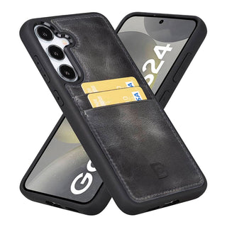 Bouletta Cep Telefonu Kılıfları Samsung Galaxy S24 Serisi Kartlıklı Deri Arka Kapak Premium Koruma