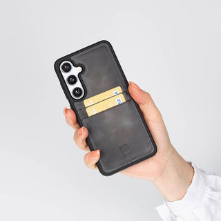 Bouletta Cep Telefonu Kılıfları Samsung Galaxy S24 Serisi Kartlıklı Deri Arka Kapak Premium Koruma