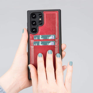 Bouletta Cep Telefonu Kılıfları Samsung Galaxy S24 Serisi Kartlıklı Deri Arka Kapak Premium Koruma