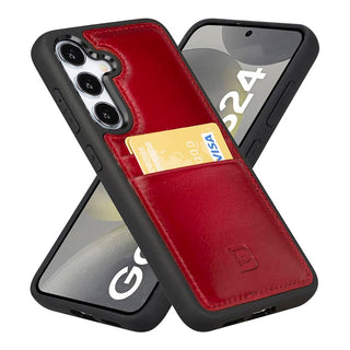 Bouletta Cep Telefonu Kılıfları Samsung Galaxy S24 Serisi Kartlıklı Deri Arka Kapak Premium Koruma