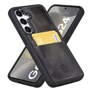 Bouletta Cep Telefonu Kılıfları Samsung Galaxy S24 Serisi Kartlıklı Deri Arka Kapak Premium Koruma