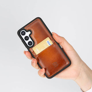 Bouletta Cep Telefonu Kılıfları Samsung Galaxy S24 Serisi Kartlıklı Deri Arka Kapak Premium Koruma