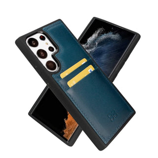 Bouletta Cep Telefonu Kılıfları Samsung Galaxy S24 Plus / Gölgeli Mavi Samsung Galaxy S24 Serisi Kartlıklı Deri Arka Kapak Premium Koruma