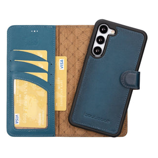 Bouletta Deri Galaxy S25 Plus Kılıfı Mavi Samsung Galaxy S25 Plus Cüzdanlı Çıkarılabilir Deri Kılıf Premium Koruma