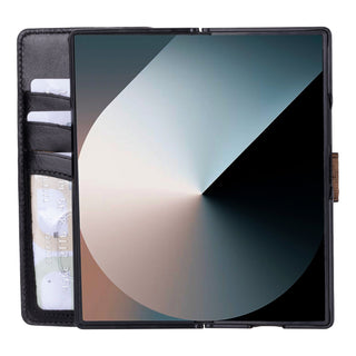 Bouletta Deri Galaxy Z Fold 6 Siyah Samsung Galaxy Z Fold 6 Cüzdanlı Deri Kılıf Premium Koruma