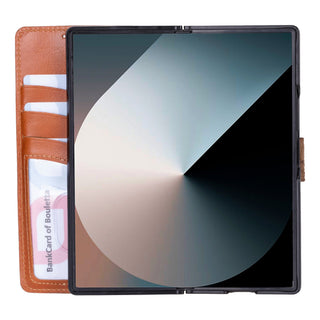 Bouletta Deri Galaxy Z Fold 6 Turuncu Samsung Galaxy Z Fold 6 Cüzdanlı Deri Kılıf Premium Koruma