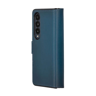 Bouletta Cep Telefonu Kılıfları Fold 4 / Gölgeli Mavi Samsung Galaxy Z Fold Serisi Cüzdanlı Deri Kılıf Premium Koruma