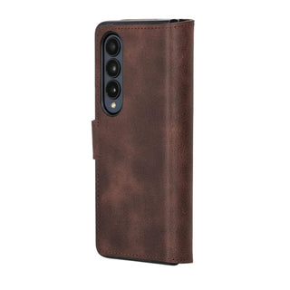 Bouletta Cep Telefonu Kılıfları Fold 4 / Kahverengi Samsung Galaxy Z Fold Serisi Cüzdanlı Deri Kılıf Premium Koruma