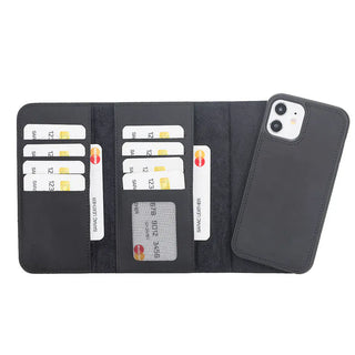 Bouletta Phone Case Black Santa iPhone 12 Mini Leather Detachable Wallet Case Premium Koruma