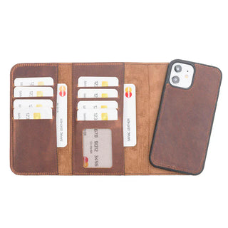 Bouletta Phone Case Saddle Brown Santa iPhone 12 Mini Leather Detachable Wallet Case Premium Koruma