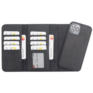 Bouletta Phone Case Black Santa iPhone 12 Pro Leather Detachable Wallet Case Premium Koruma