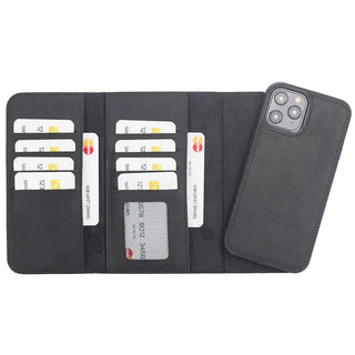 Bouletta Phone Case Black Santa iPhone 12 Pro Max Leather Detachable Wallet Case Premium Koruma