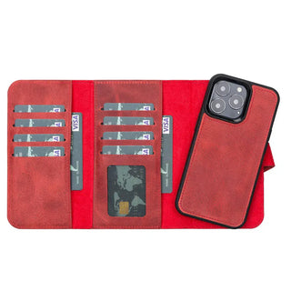 Bouletta Phone Case Red Santa iPhone 13 Pro Leather Detachable Wallet Case Premium Koruma