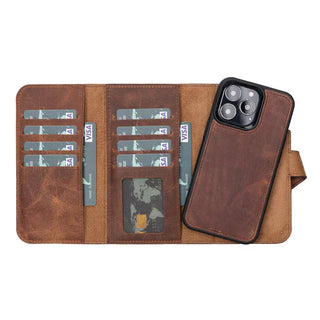 Bouletta Phone Case Saddle Brown Santa iPhone 13 Pro Leather Detachable Wallet Case Premium Koruma