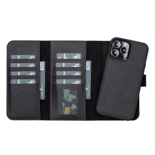 Bouletta Phone Case Black Santa iPhone 13 Pro Max Leather Detachable Wallet Case Premium Koruma