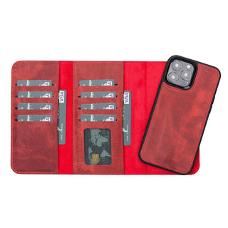 Bouletta Phone Case Red Santa iPhone 13 Pro Max Leather Detachable Wallet Case Premium Koruma