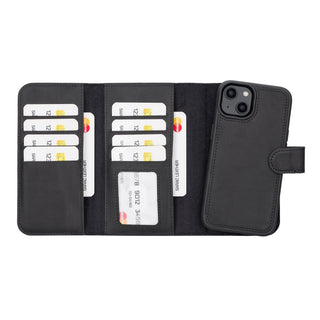 Bouletta Phone Case Black Santa iPhone 14 Leather Detachable Wallet Case Premium Koruma