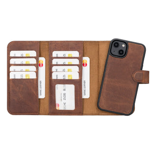 Bouletta Phone Case Saddle Brown Santa iPhone 14 Leather Detachable Wallet Case Premium Koruma