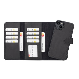 Bouletta Phone Case Black Santa iPhone 14 Plus Leather Detachable Wallet Case Premium Koruma