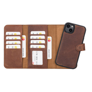 Bouletta Phone Case Saddle Brown Santa iPhone 14 Plus Leather Detachable Wallet Case Premium Koruma