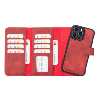 Bouletta Phone Case Red Santa iPhone 14 Pro Max Leather Detachable Wallet Case Premium Koruma