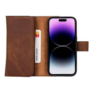Bouletta Phone Case Santa iPhone 15 Pro Leather Detachable Wallet Case Premium Koruma