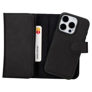 Bouletta Phone Case Black Santa iPhone 15 Pro Leather Detachable Wallet Case Premium Koruma